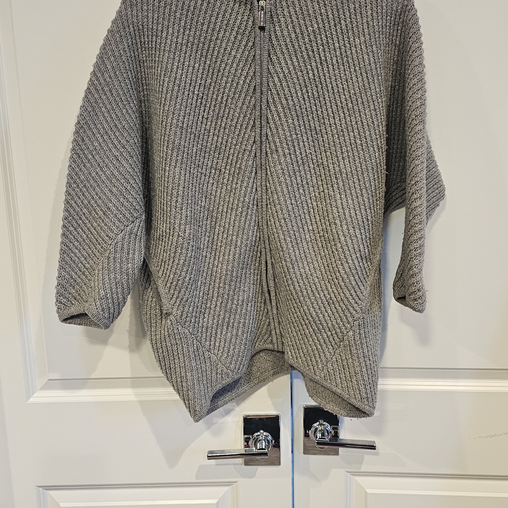 Barbara Bui Men's Ribbed Gray Zip-Up Sweater